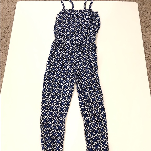 H&M Other - H&M Blue and White Printed Pant Romper